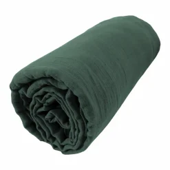 EMINZA Drap housse gaze de coton (90 x 190 cm) Gaïa Vert sapin