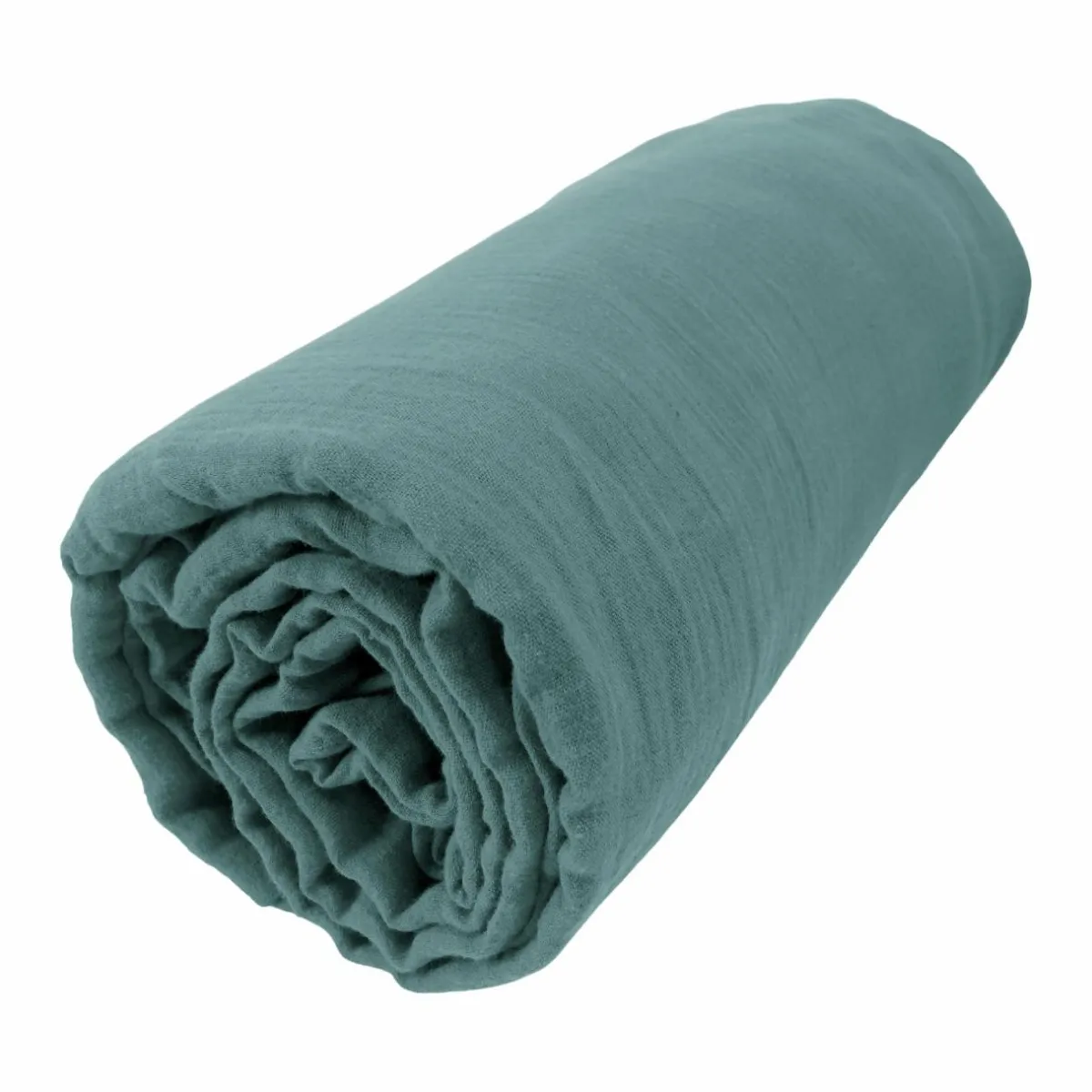 EMINZA Drap housse gaze de coton (180 x 200 cm) Gaïa Bleu canard Best