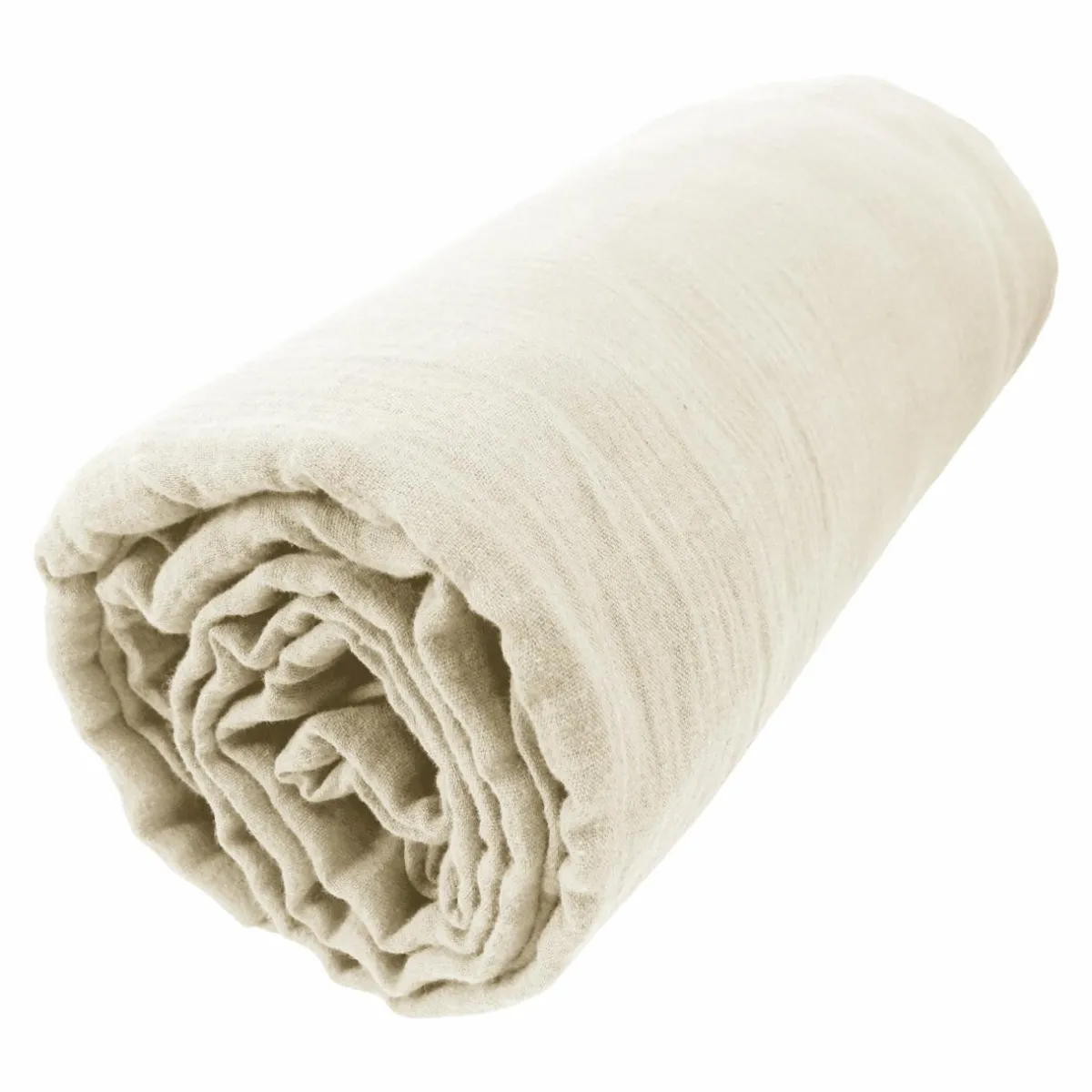 EMINZA Drap housse gaze de coton (180 x 200 cm) Gaïa pampa Beige Discount