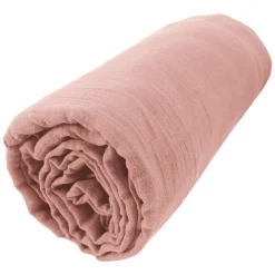 EMINZA Drap housse gaze de coton (90 x 200 cm) Gaïa Rose Pêche Clearance