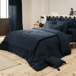 EMINZA Drap housse gaze de coton (180 x 200 cm) Gaïa Bleu nuit Sale
