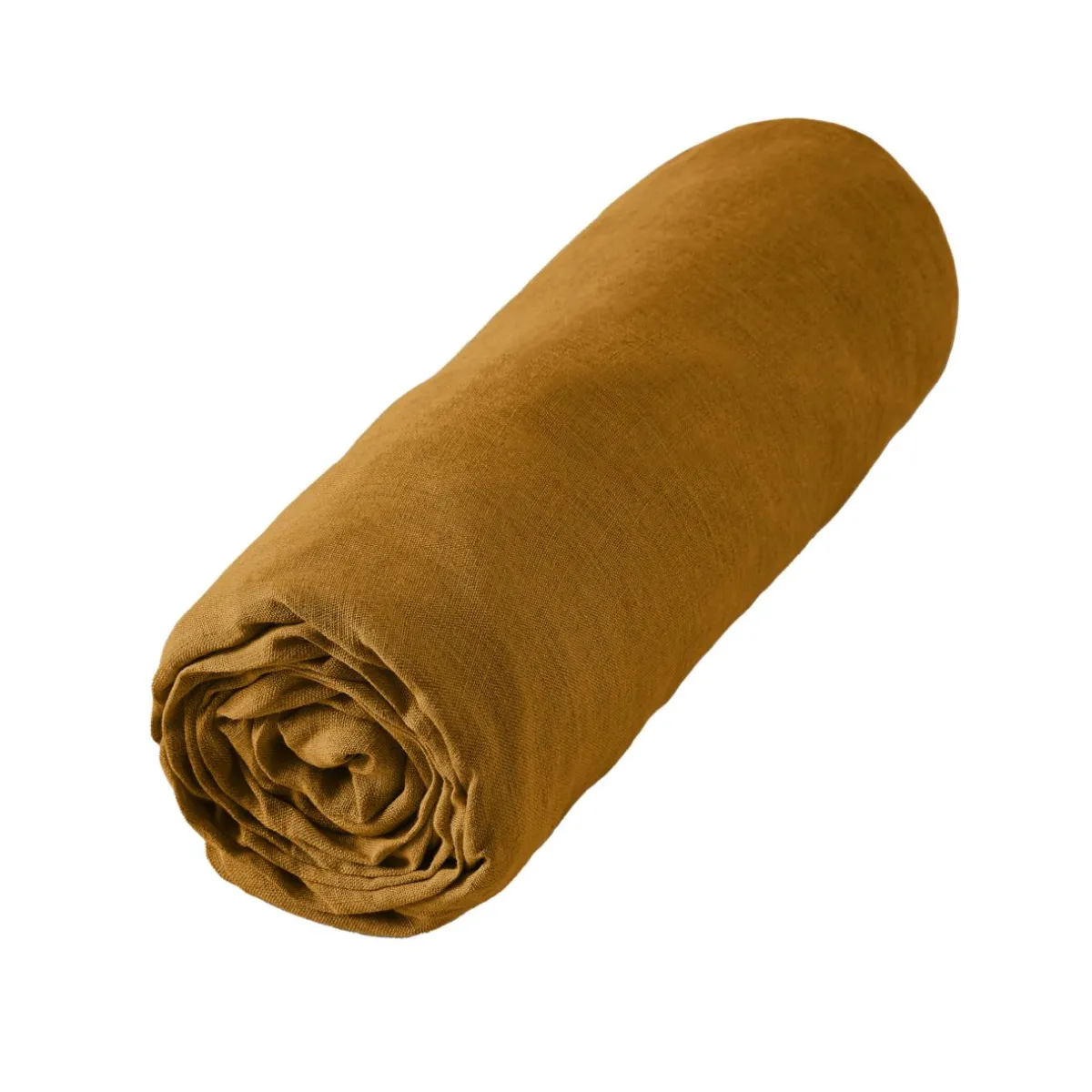EMINZA Drap housse lin lavé (180 x 200 cm) Louise Caramel Clearance