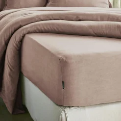 EMINZA Drap housse lyocell Tencel™ lavé (140 x 190 cm) Olivia blush Rose Outlet