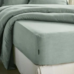 EMINZA Drap housse lyocell Tencel™ lavé (200 x 200 cm) Olivia Vert Eucalyptus Best