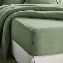 EMINZA Drap housse lyocell Tencel™ lavé (200 x 200 cm) Olivia Vert romarin Online