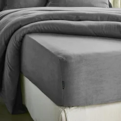EMINZA Drap housse lyocell Tencel™ lavé (140 x 190 cm) Olivia granit Gris Hot