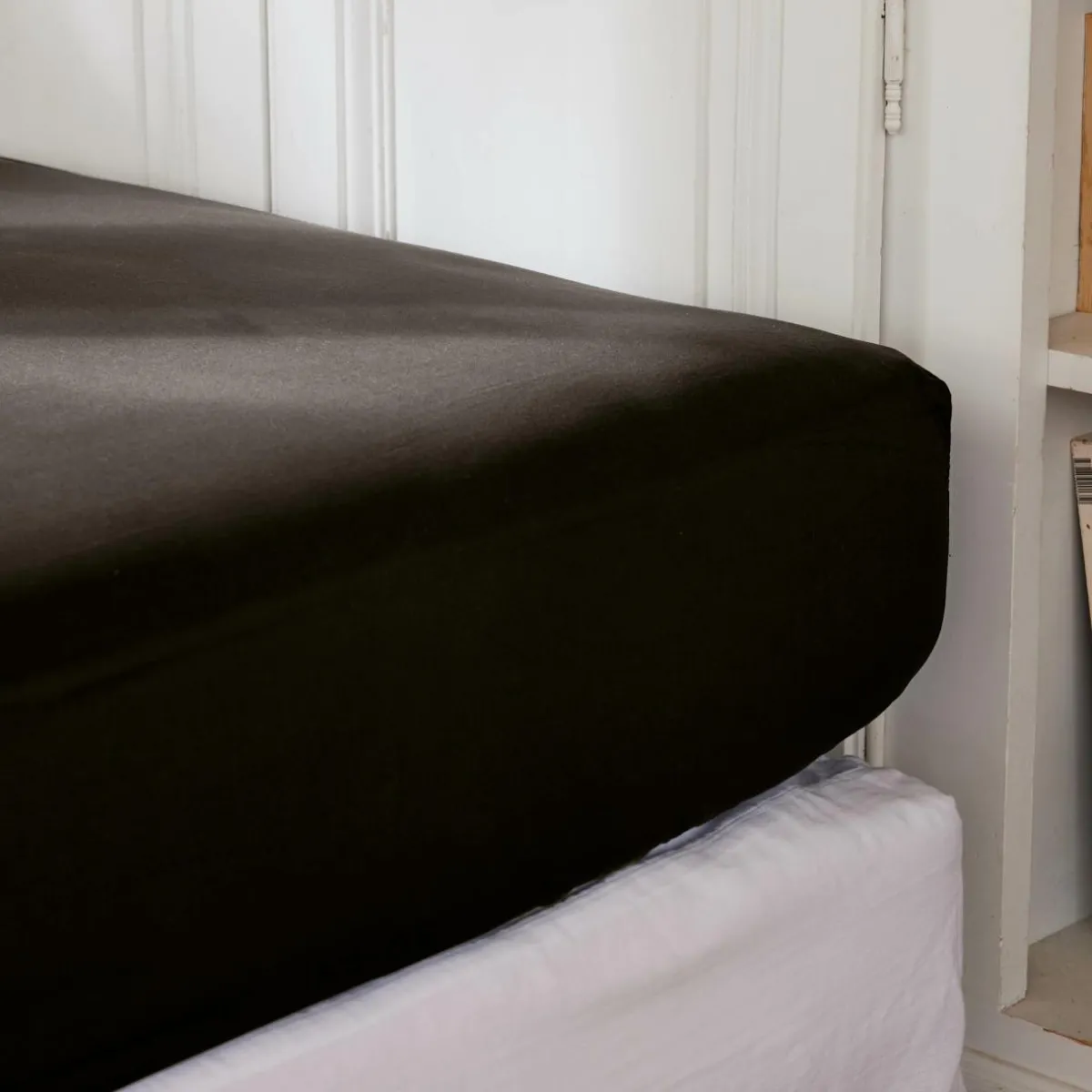 EMINZA Drap housse percale de coton (200 x 200 cm) Cali Noir Sale
