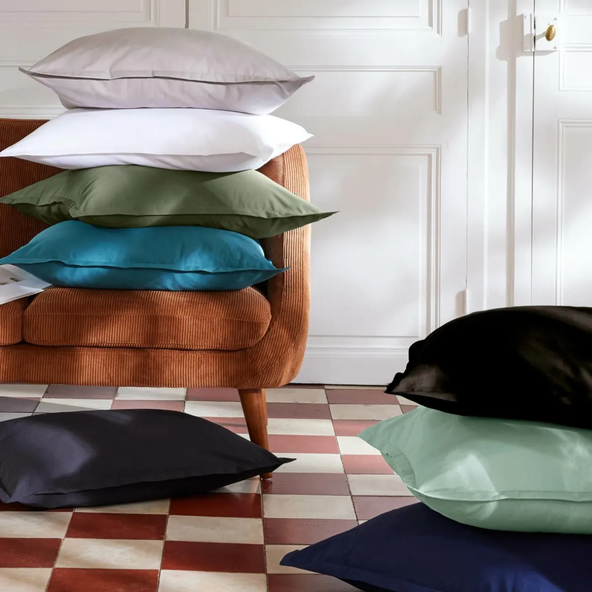 EMINZA Drap housse percale de coton (200 x 200 cm) Cali Noir Sale