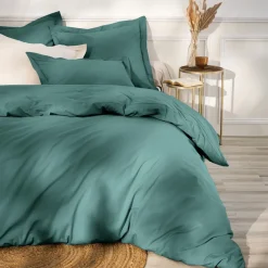 EMINZA Drap housse percale de coton (200 x 200 cm) Cali Bleu canard New