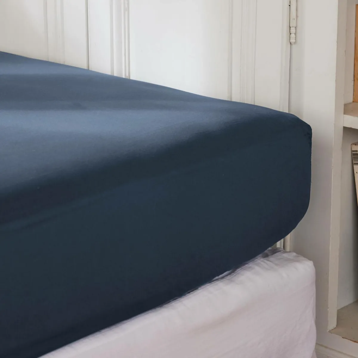 EMINZA Drap housse percale de coton (180 x 200 cm) Cali Bleu marine Online