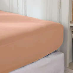 EMINZA Drap housse percale de coton (140 x 200 cm) Cali Rose Pêche Sale