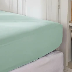 EMINZA Drap housse percale de coton (140 x 200 cm) Cali Vert Eucalyptus Sale