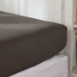 EMINZA Drap housse percale de coton (90 x 190 cm) Cali Gris Anthracite Discount