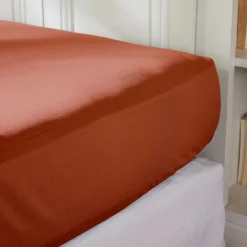 EMINZA Drap housse percale de coton (90 x 190 cm) Cali Terracotta New
