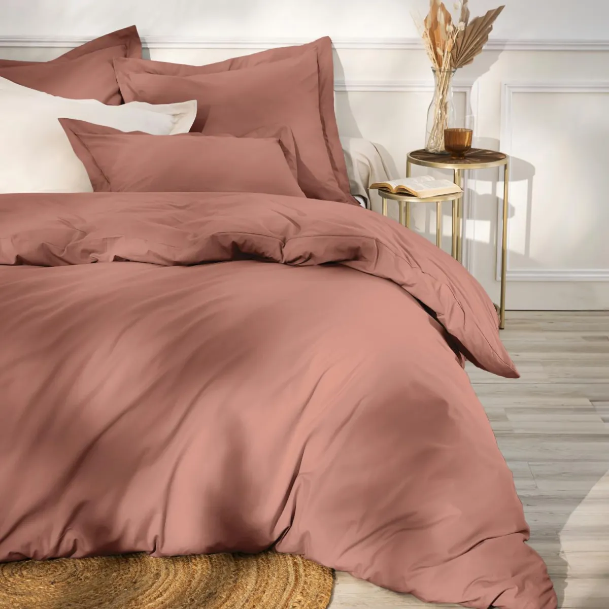 EMINZA Drap housse percale de coton (90 x 200 cm) Cali Bois de rose Rose clair Best