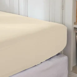 EMINZA Drap housse percale de coton (200 x 200 cm) Cali Beige Discount