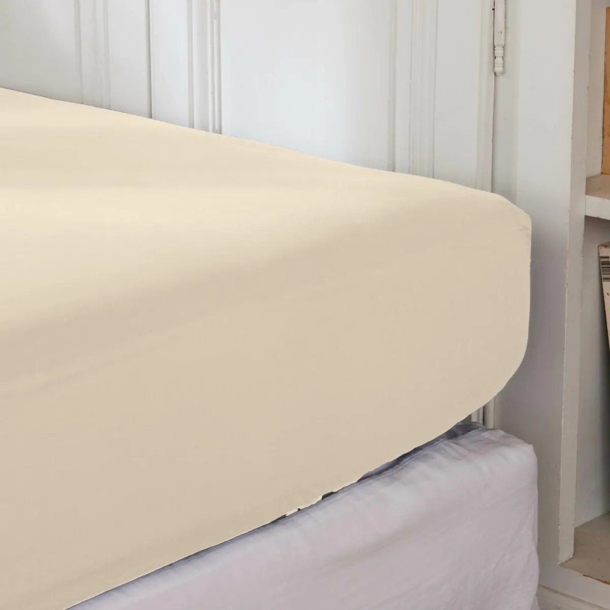 EMINZA Drap housse percale de coton (90 x 200 cm) Cali Beige