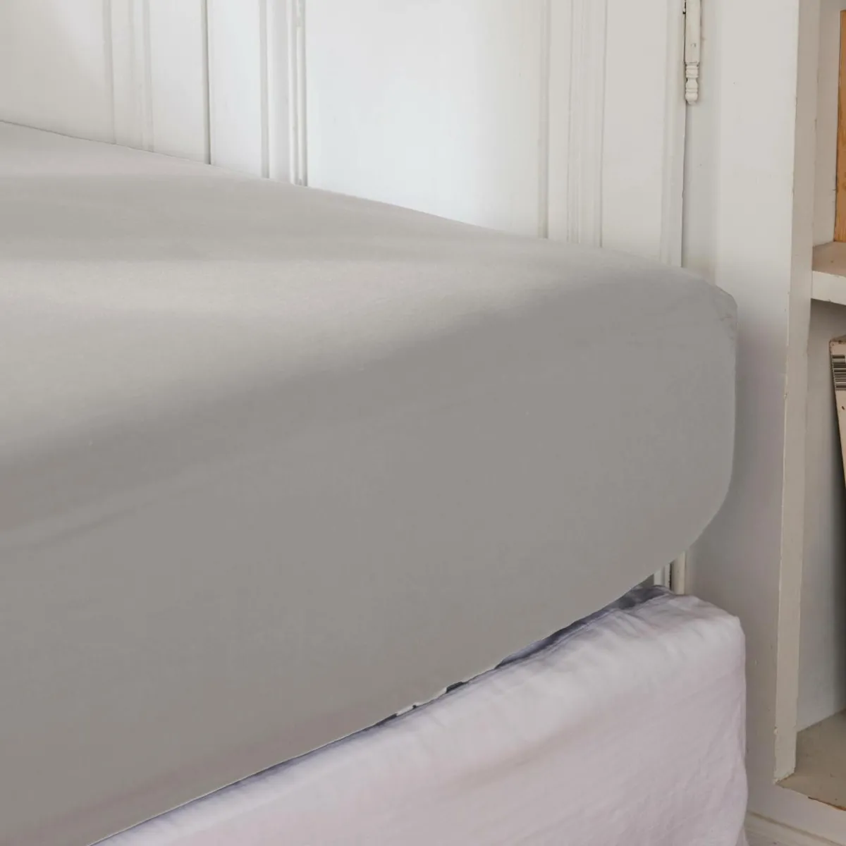 EMINZA Drap housse percale de coton (140 x 200 cm) Cali Gris clair Hot