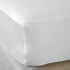 EMINZA Drap housse satin de bambou (140 x 190 cm) Sienna chantilly Blanc Best
