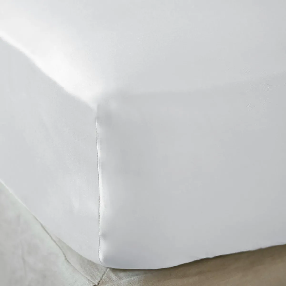 EMINZA Drap housse satin de bambou (90 x 200 cm) Sienna chantilly Blanc Discount