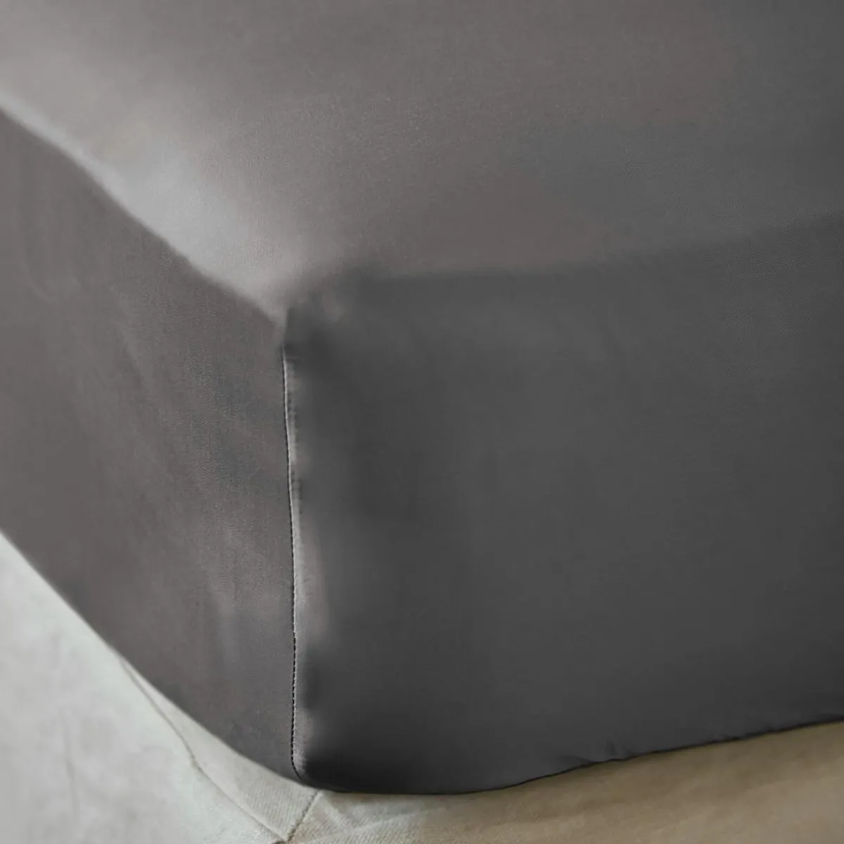 EMINZA Drap housse satin de bambou (90 x 190 cm) Sienna granit Gris
