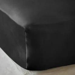 EMINZA Drap housse satin de bambou (180 x 200 cm) Sienna Noir Best