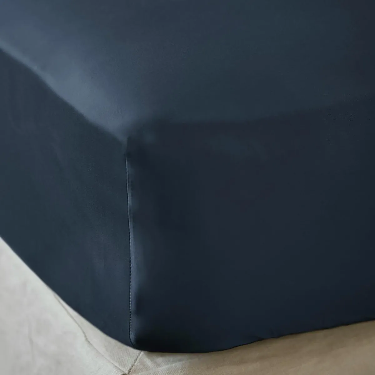 EMINZA Drap housse satin de bambou (160 x 200 cm) Sienna Bleu nuit Best