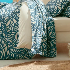 TRADI LINGE Drap plat coton lavé (240 x 310 cm) Serena Bleu Sale