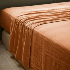 EMINZA Drap plat gaze de coton (240 x 300 cm) Gaïa Abricot New