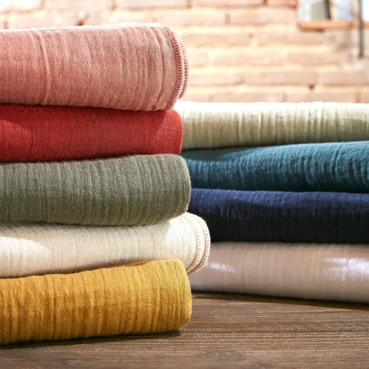 EMINZA Drap plat gaze de coton (270 x 300 cm) Gaïa Vert Eucalyptus Sale