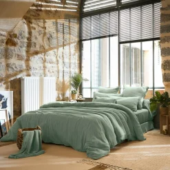 EMINZA Drap plat gaze de coton (270 x 300 cm) Gaïa Vert Eucalyptus Sale