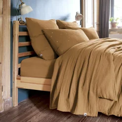 EMINZA Drap plat gaze de coton (240 x 300 cm) Gaïa Camel Best