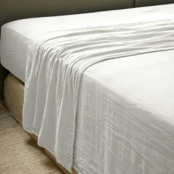 EMINZA Drap plat gaze de coton (270 x 300 cm) Gaïa Gris nuage Gris clair Outlet