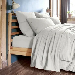 EMINZA Drap plat gaze de coton (270 x 300 cm) Gaïa Gris nuage Gris clair Outlet