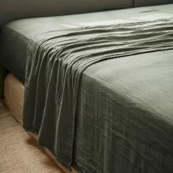 EMINZA Drap plat gaze de coton (240 x 300 cm) Gaïa Vert romarin Hot