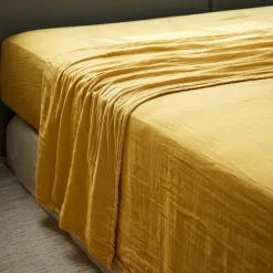 EMINZA Drap plat gaze de coton (240 x 300 cm) Gaïa Jaune safran Outlet