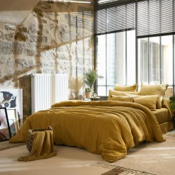 EMINZA Drap plat gaze de coton (240 x 300 cm) Gaïa Jaune safran Outlet