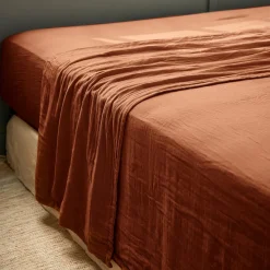 EMINZA Drap plat gaze de coton (240 x 300 cm) Gaïa Terracotta Online