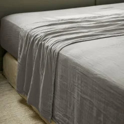 EMINZA Drap plat gaze de coton (240 x 300 cm) Gaïa Gris granit Gris foncé Outlet