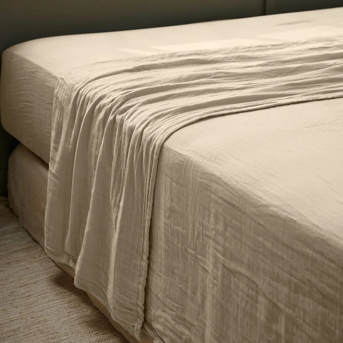 EMINZA Drap plat gaze de coton (240 x 300 cm) Gaïa Ficelle Outlet