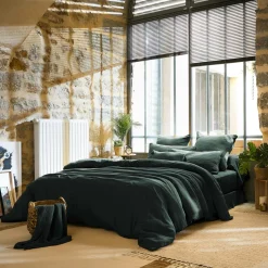 EMINZA Drap plat gaze de coton (240 x 300 cm) Gaïa Vert sapin Online