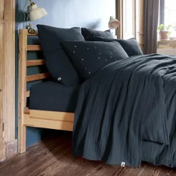 EMINZA Drap plat gaze de coton (270 x 300 cm) Gaïa Bleu nuit Online