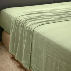 EMINZA Drap plat gaze de coton (270 x 300 cm) Gaïa Vert tilleul