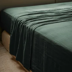 EMINZA Drap plat gaze de coton (270 x 300 cm) Gaïa Vert sapin Clearance