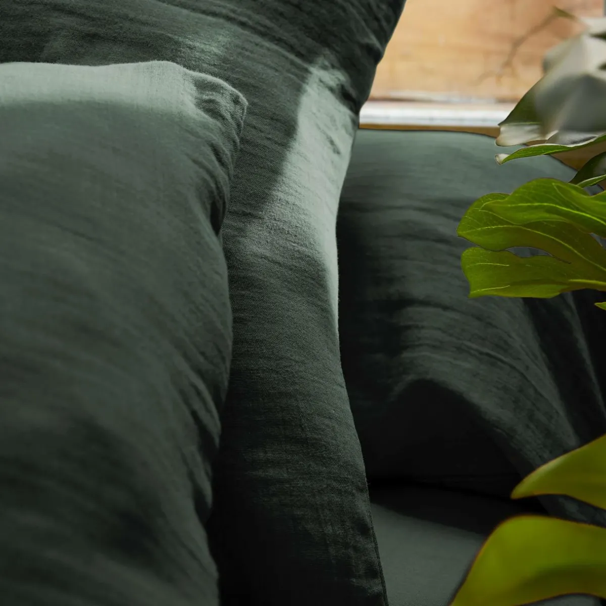 EMINZA Drap plat gaze de coton (270 x 300 cm) Gaïa Vert sapin Clearance