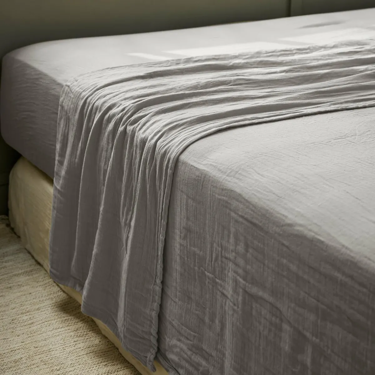 EMINZA Drap plat gaze de coton (270 x 300 cm) Gaïa Gris granit Gris foncé Clearance