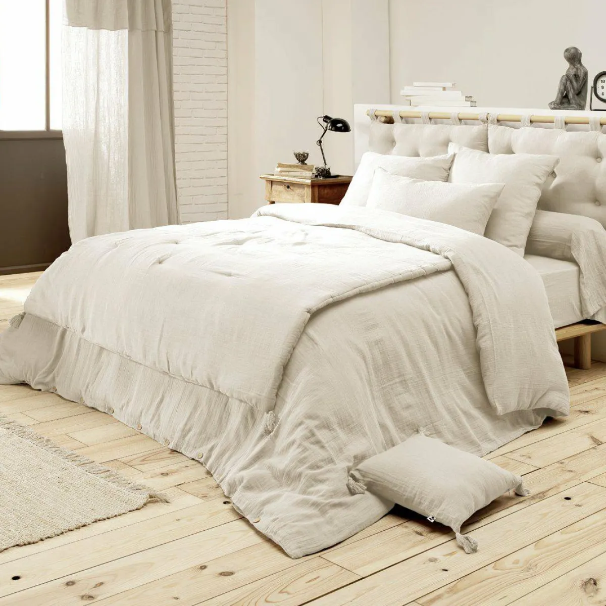 EMINZA Drap plat gaze de coton (270 x 300 cm) Gaïa pampa Beige Hot