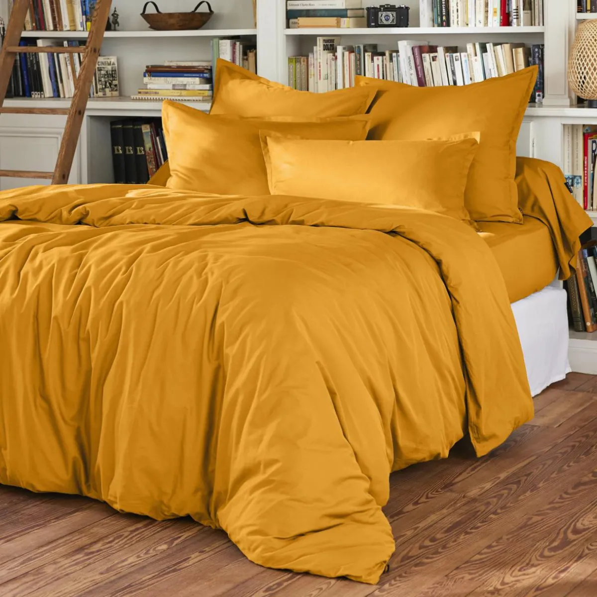EMINZA Drap plat percale de coton (180 x 290 cm) Cali Jaune moutarde Online