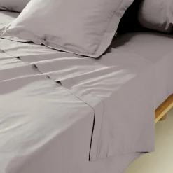 EMINZA Drap plat percale de coton (240 x 300 cm) Cali Gris clair Sale