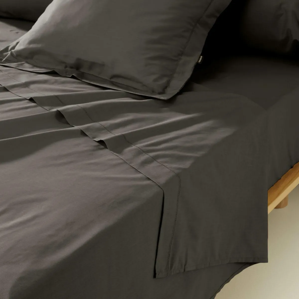 EMINZA Drap plat percale de coton (180 x 290 cm) Cali Gris Anthracite Best